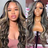 Ombre Lace Front Wig Human Hair Pre Plucked 1B/27 Highlight Lace Front Wig Human Hair with Baby 180 Density 13X4 Body Wave Colored Lace Front Wigs Human Hair Glueless Wigs 20 Inch