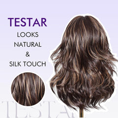 Short Brown Bob Wigs for Women Shoulder Length Brown Mixed Blonde Curly Wigs with Curtain Bangs Synthetic Heat Resistant Wigs for Daily Party Use 18IN