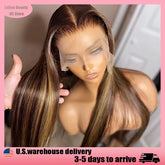 Straight Highlight Wig Human Hair Hd Lace Wig 13X6 Human Hair Ombre Honey Blonde Colored Straight Lace Front Wigs Human Hair